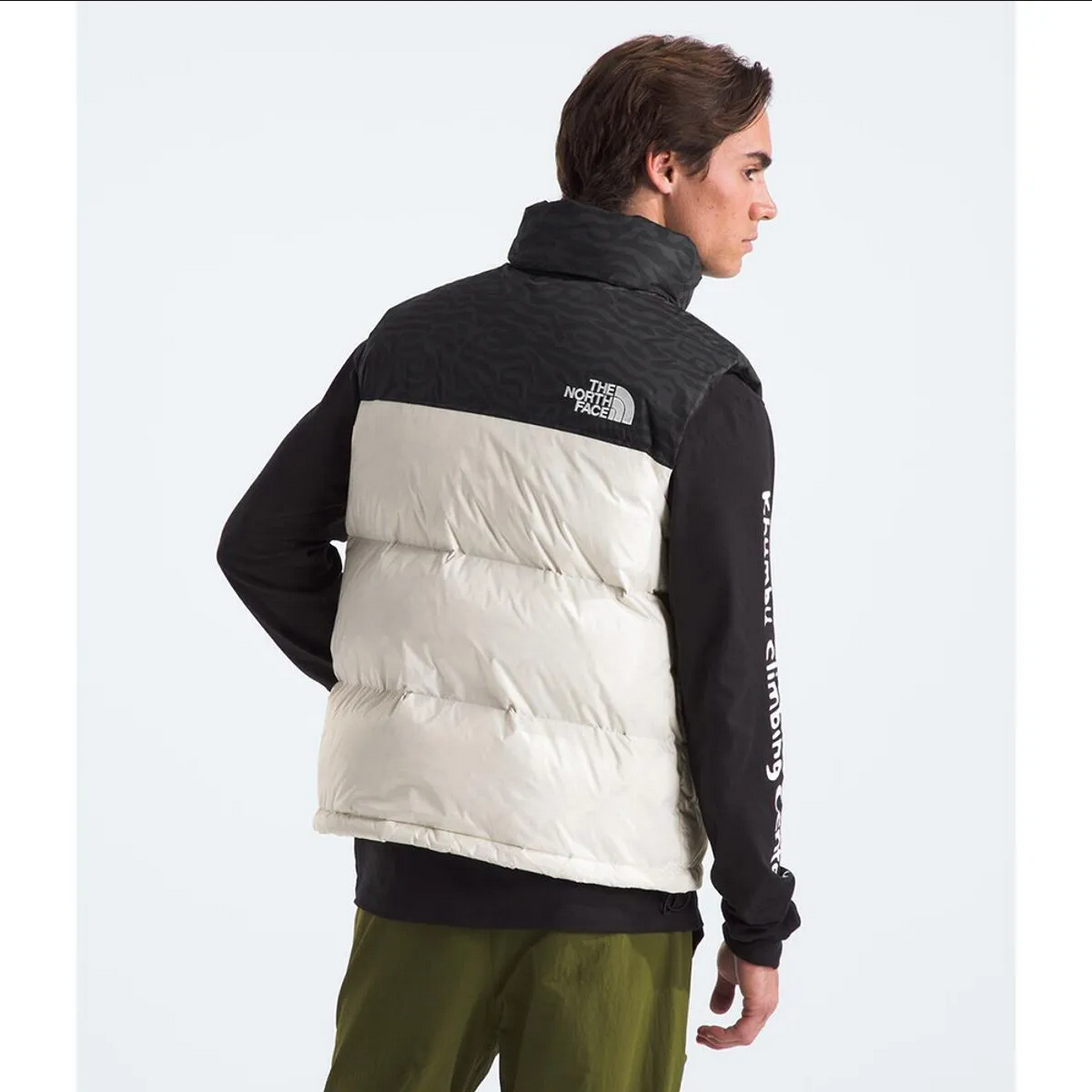 Chaleco de Pluma 1996 Retro Nuptse Hombre, Blanco c/Negro